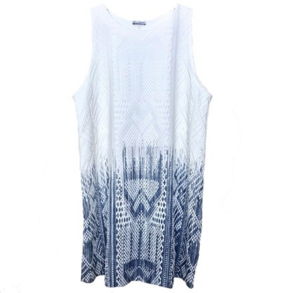 Zara White/Blue Two-tone Short Casual Dress (M) - Picture 7 of 7